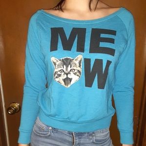 Riot Society  Blue meow sweatshirt